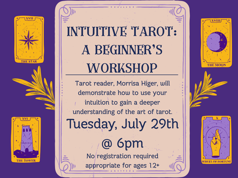 An image describing the Intuitive Tarot: A Beginners Workshop event.